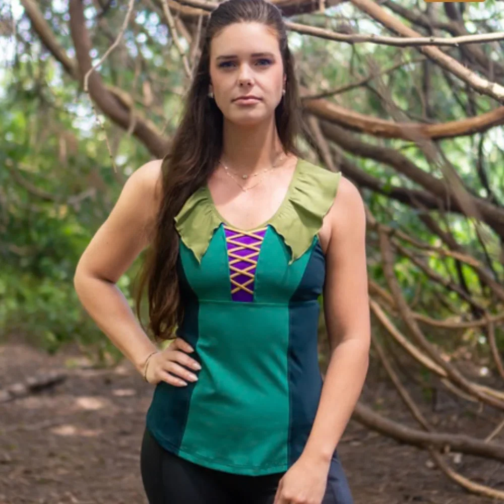 Crowned Athletics Dark Green Ruffle Sister Witch Athletic Tank - Picture 7 of 9